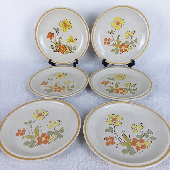 6 Sunshine Flowers by Hearthside Salad Plate 7 3/4" Garden Festival Japan VTG - Picture 7 of 7